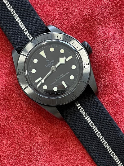 black wristwatch with contrast dots