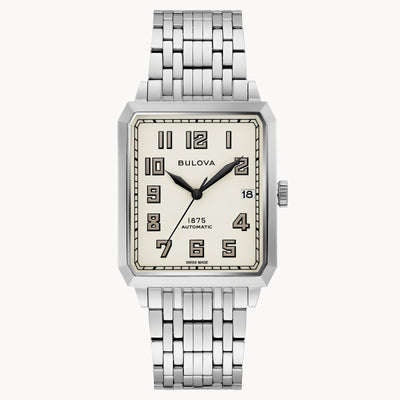 steel wristwatch on white dial and steel bracelet