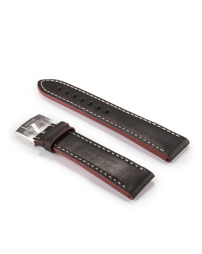 leather watch strap with red lining