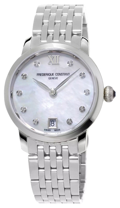 Ladies Wrist watch steel case and bracelet with White mother of pearl dial and 10 diamonds