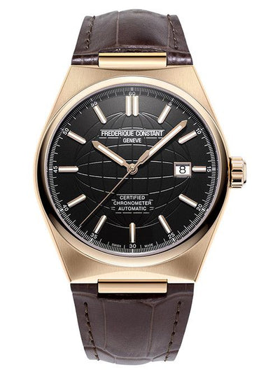 Black Dial Wrist watch on Rose Gold case and Brown  Leather