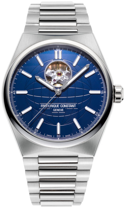 Steel Wrist Watch with Open exhibition Blue Dial