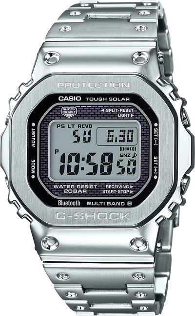 all Steel wrist watch with digital display
