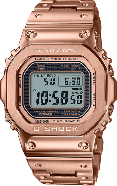 full Rose Gold colored wrist watch with digital display