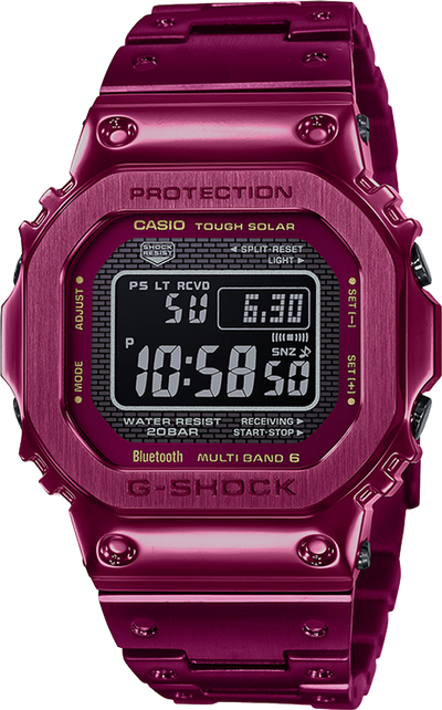 pink full meta wrist watch with digital display