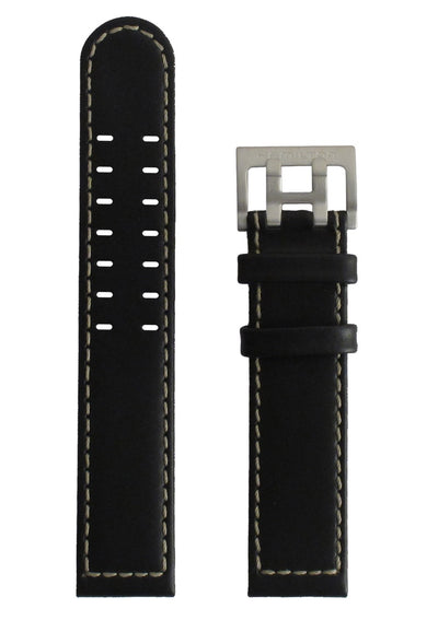 black leather band with steel pin buckle
