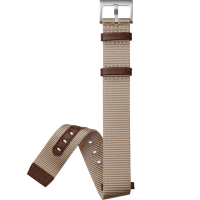 beige strap with steel pin buckle