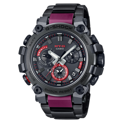 Black and Red  Steel Watch with black Dial