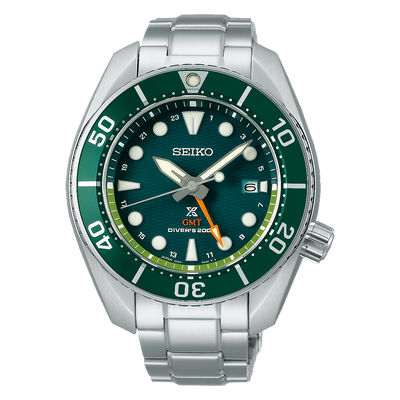 steel wristwatch on green dial and steel bracelet