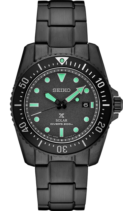 all black steel wretch with black dial and green lume 