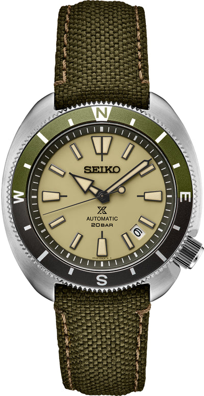Steel diver Wrist watch on yellow Dial with green Diver bezel 