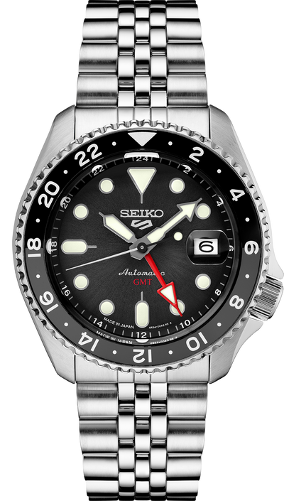 Steel wristwatch on steel bracelet and Black Dial