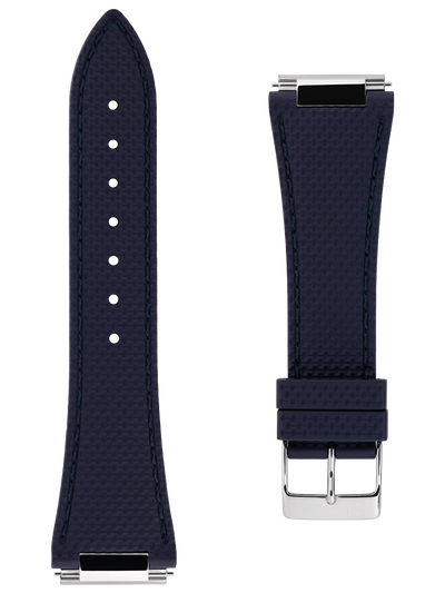 blue rubber strap with steel buckle