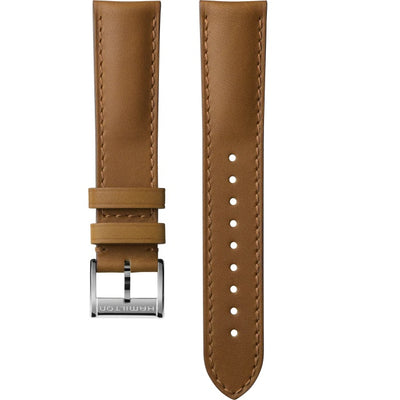 brown leather band for watches with steel pin buckle