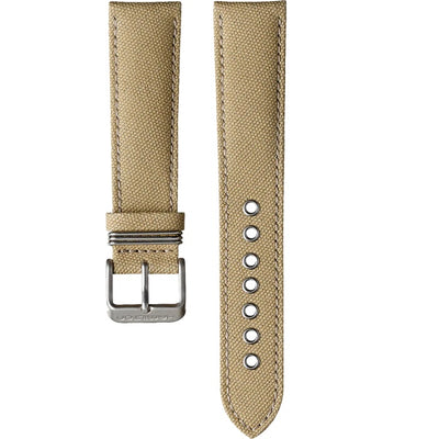 beige canvas wristwatch strap with pin buckle