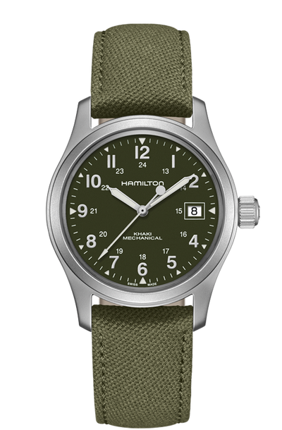 wrist watch steel case green dial and green band 